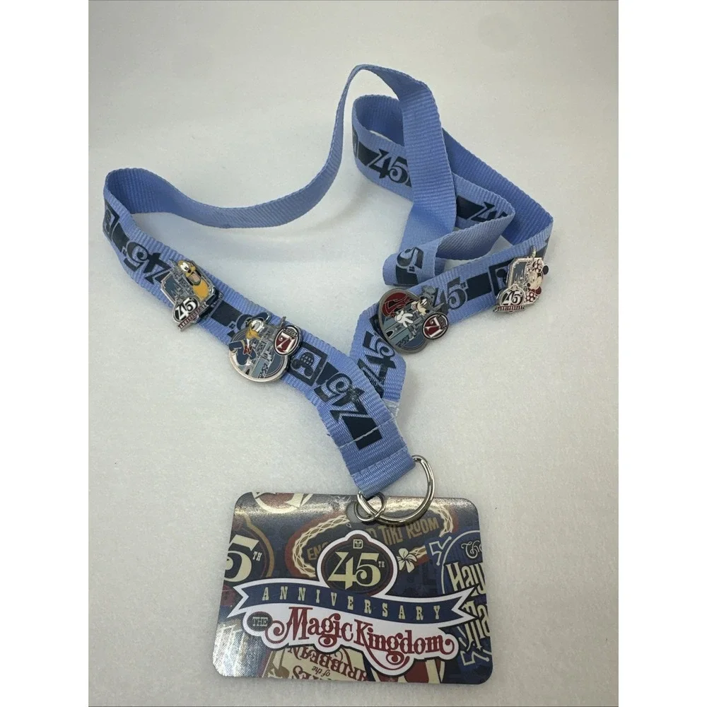 Magic Kingdom 45th Anniversary Disney Parks Lanyard With Collectible Pins
